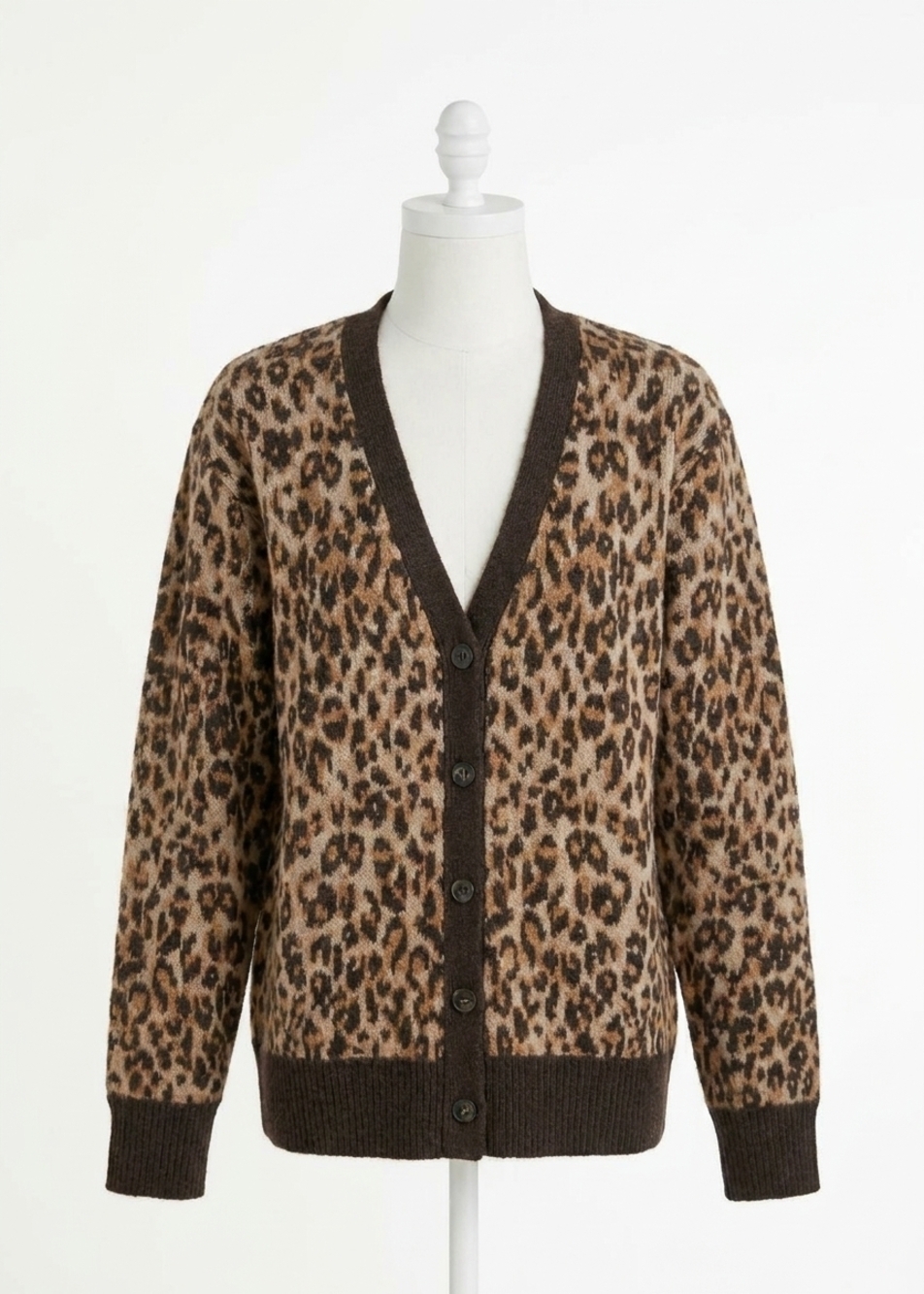 NEW DRESS FORUM wild ambition button down cardigan top in leopard espresso